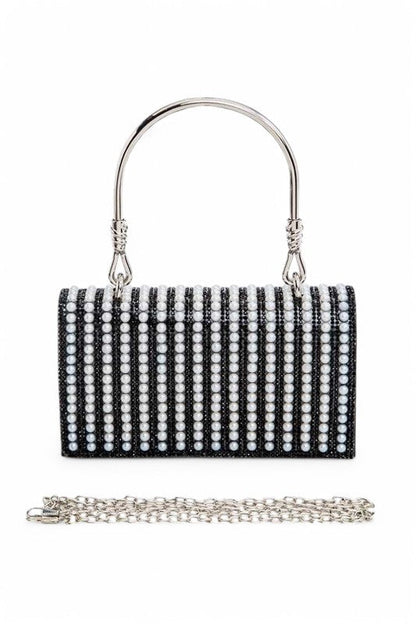 Pearl Accent Top Handle Convertible Clutch