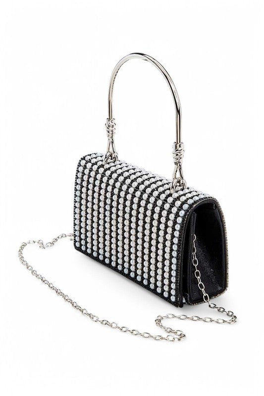 Pearl Accent Top Handle Convertible Clutch