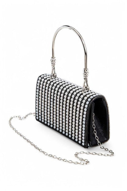 Pearl Accent Top Handle Convertible Clutch