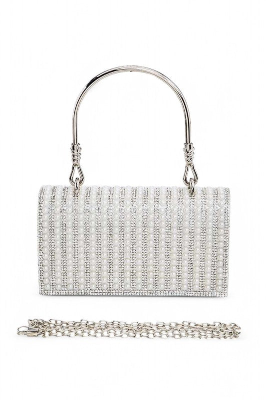 Pearl Accent Top Handle Convertible Clutch
