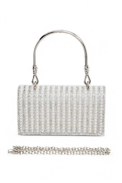Pearl Accent Top Handle Convertible Clutch
