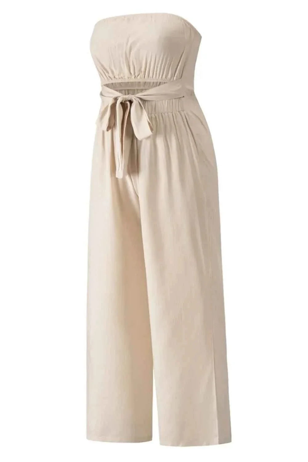 Tied Cutout Tube : Wide Leg Jumpsuit