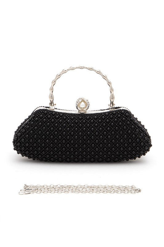 Beaded Pearl Top Handle Formal Clutch Bag