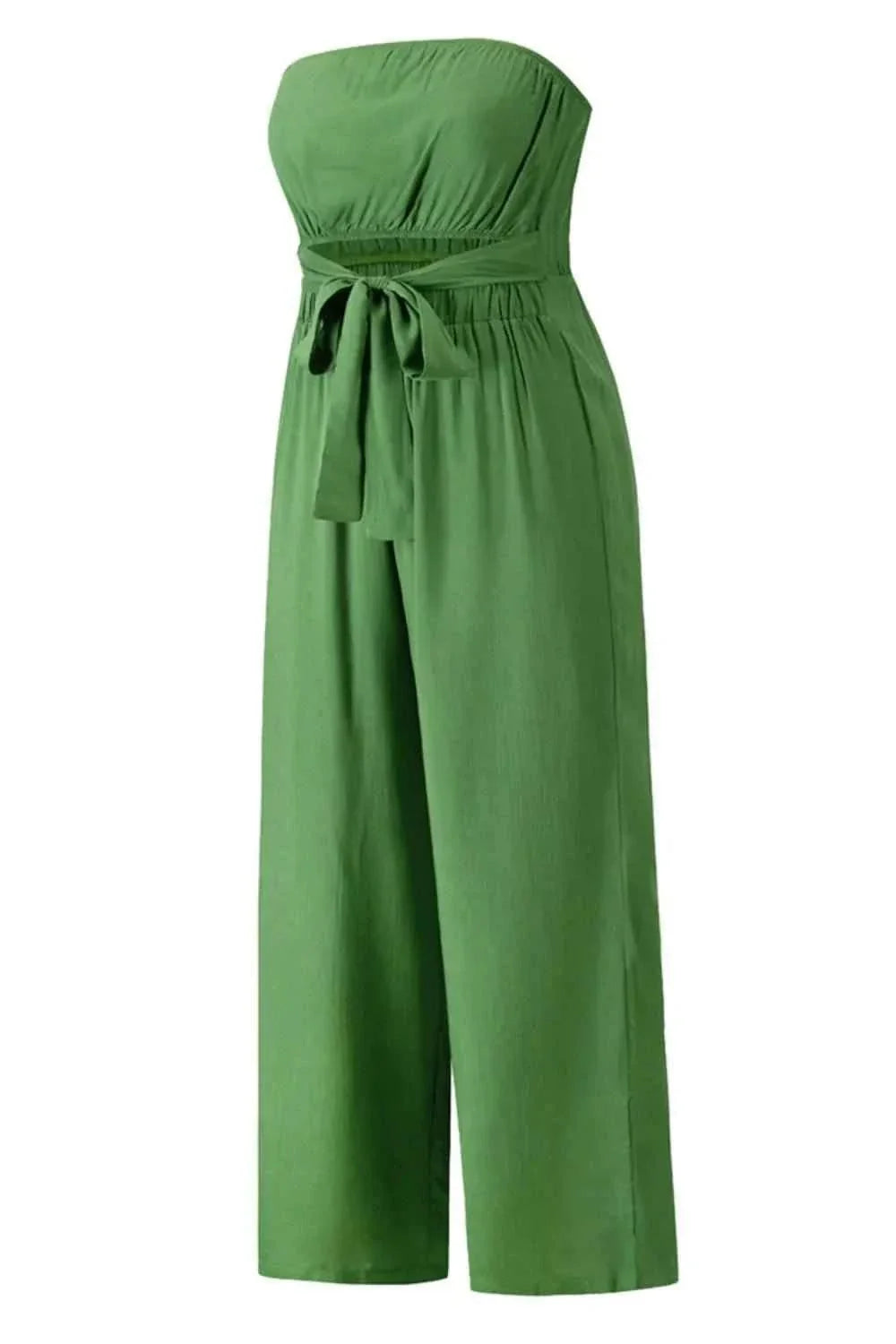 Tied Cutout Tube : Wide Leg Jumpsuit