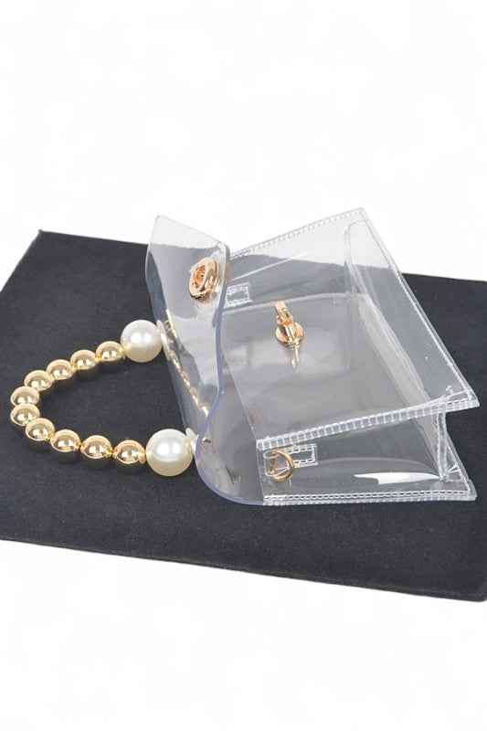 Metallic Beaded Top Handle Stadium Event Bag