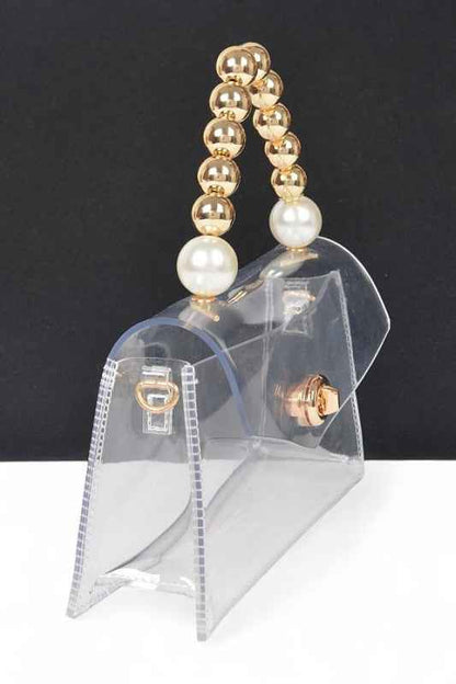 Metallic Beaded Top Handle Stadium Event Bag