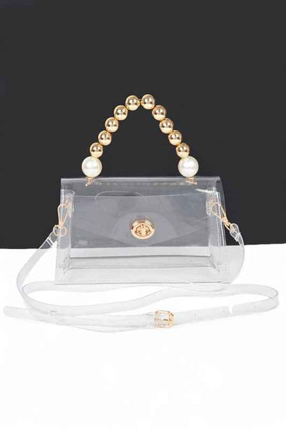Metallic Beaded Top Handle Stadium Event Bag