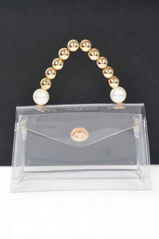 Metallic Beaded Top Handle Stadium Event Bag