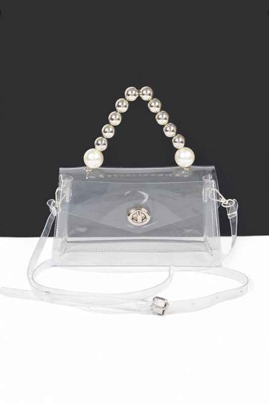Metallic Beaded Top Handle Stadium Event Bag