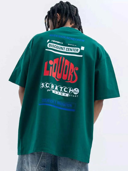 Men's Letter Round Neck Short Sleeve T-Shirt