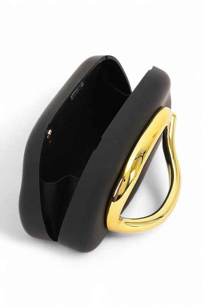 Iconic Metal Handle Matte Finish Box Clutch