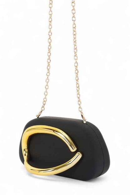 Iconic Metal Handle Matte Finish Box Clutch