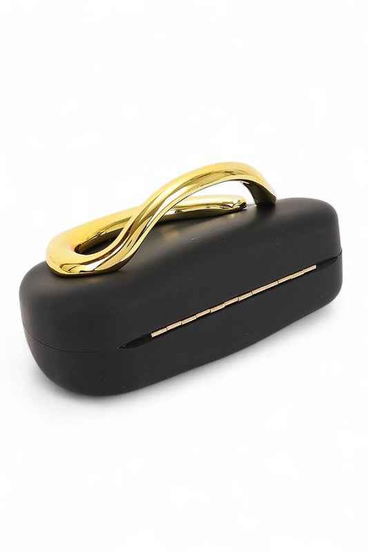 Iconic Metal Handle Matte Finish Box Clutch