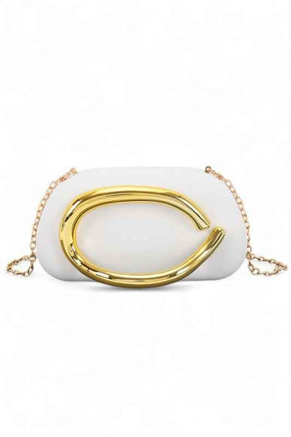 Iconic Metal Handle Matte Finish Box Clutch
