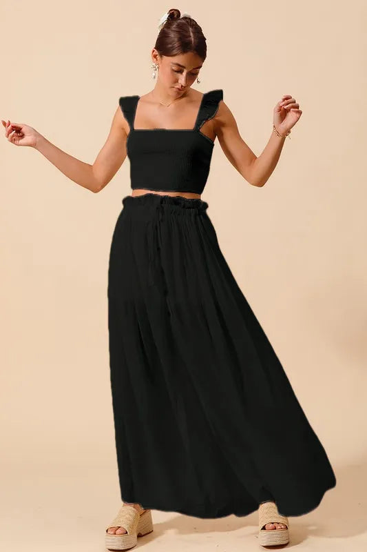 Flowy Top and Maxi Skirt Set for women