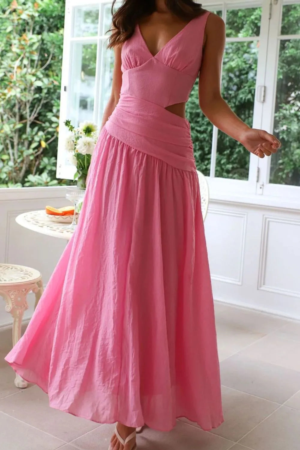 日落低語鏤空長裙