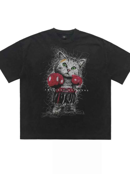 Men's Cat Graphic Vintage Wash T-Shirt