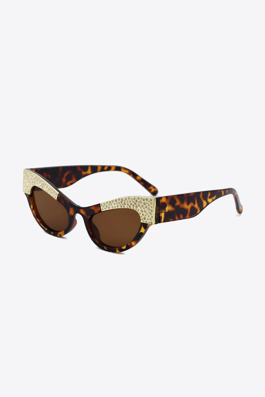 Gafas de sol de ojo de gato con ribete de diamantes de imitación UV400