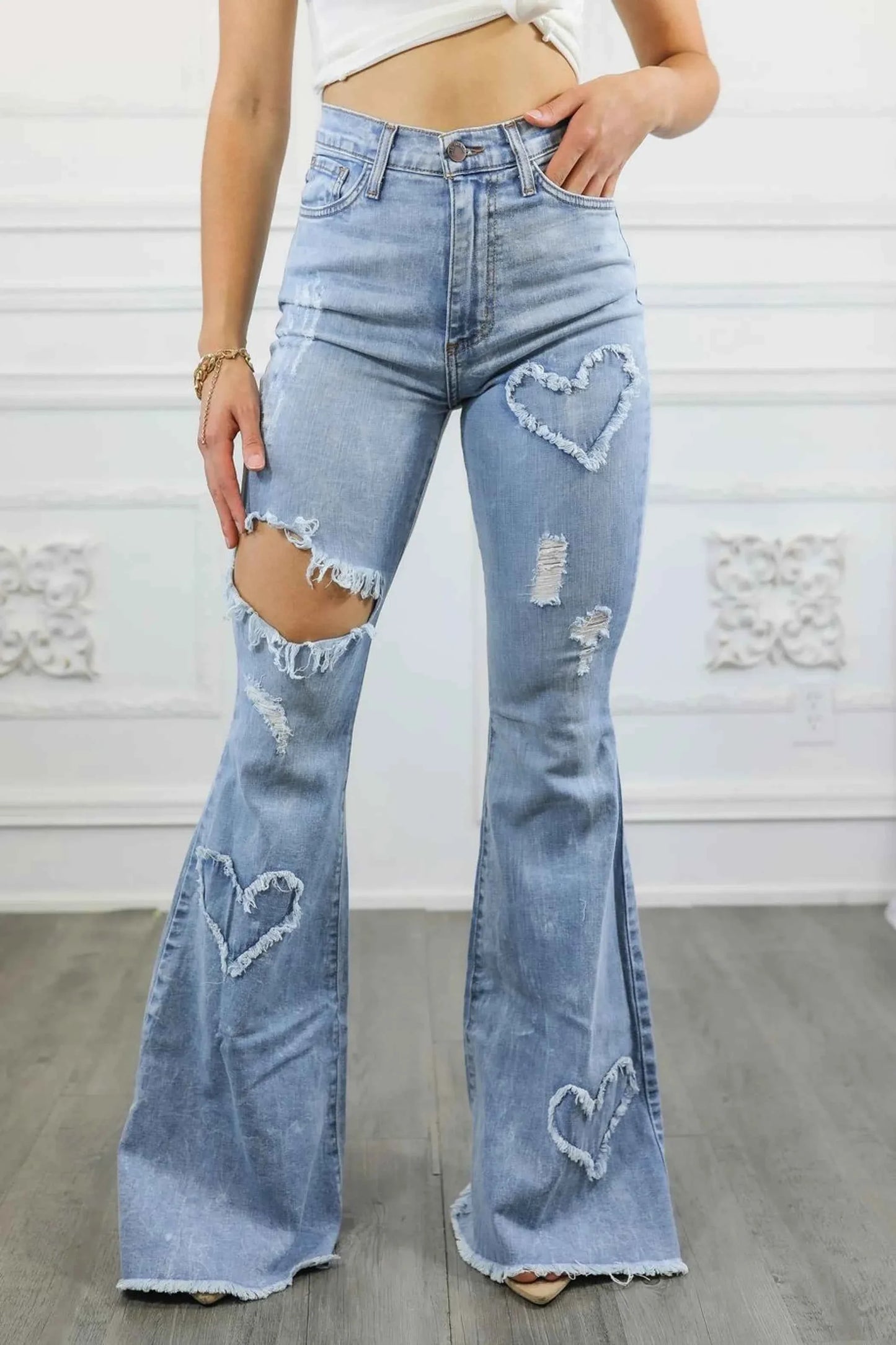 Sweetheart High Waisted Bell Bottom Jeans
