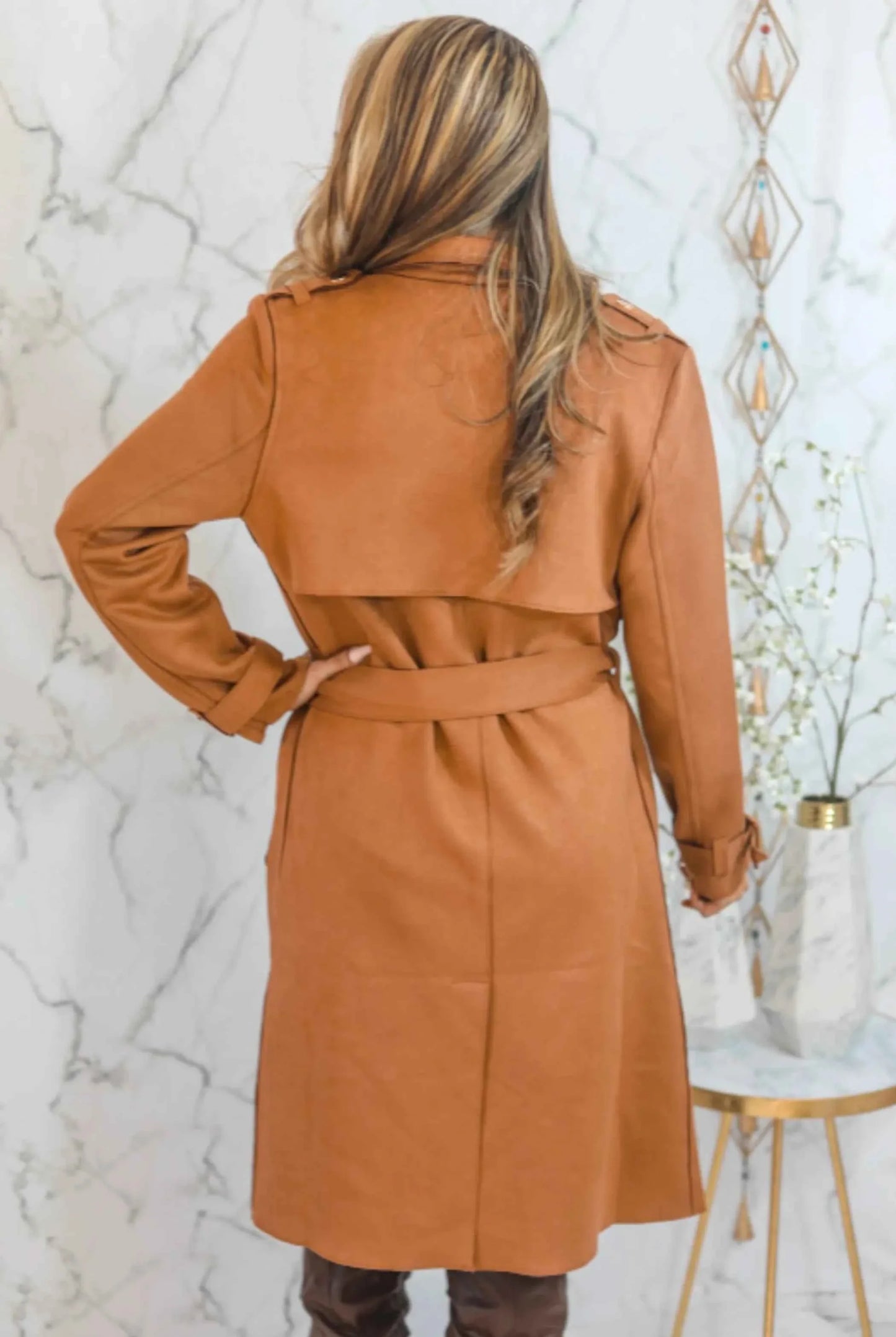 New York New York Trench Coat Brown