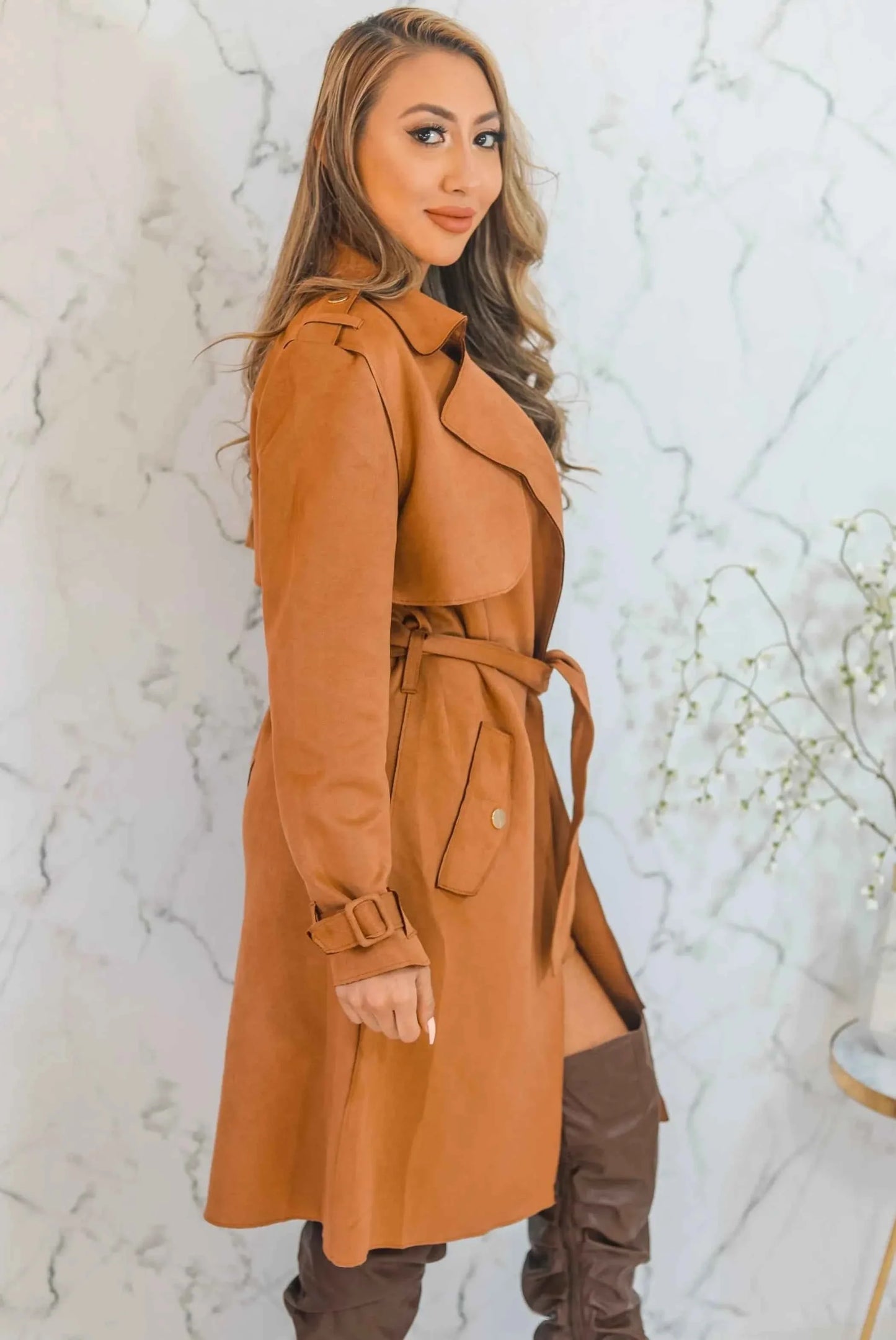 New York New York Trench Coat Brown