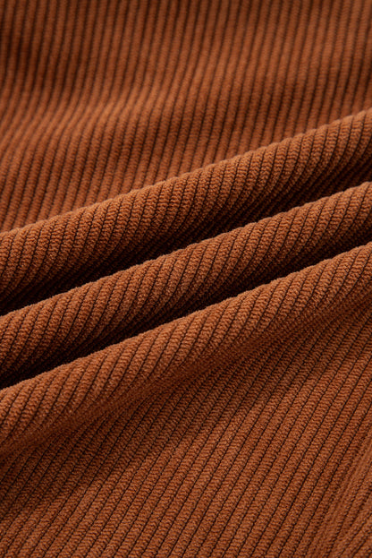 Chestnut Drawstring Elastic Waist Casual Corduroy Pants