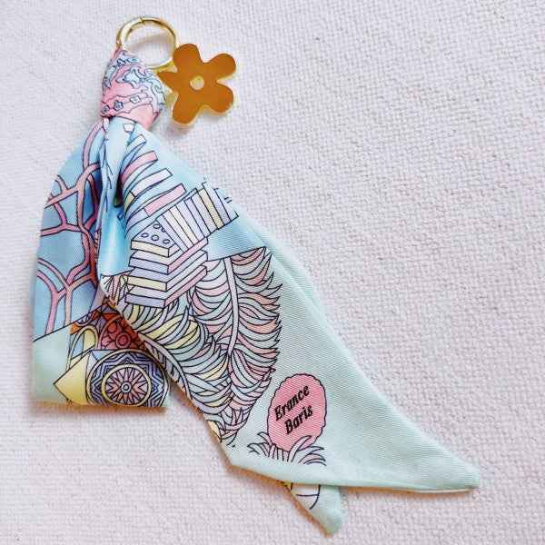 Golden Charm Luxe Print Scarf Bag Charm