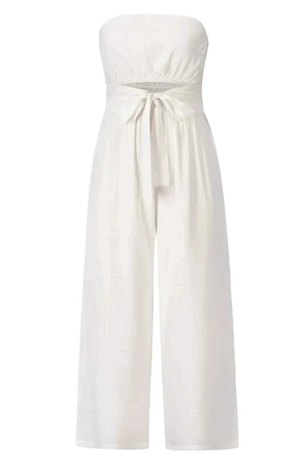 Tied Cutout Tube : Wide Leg Jumpsuit