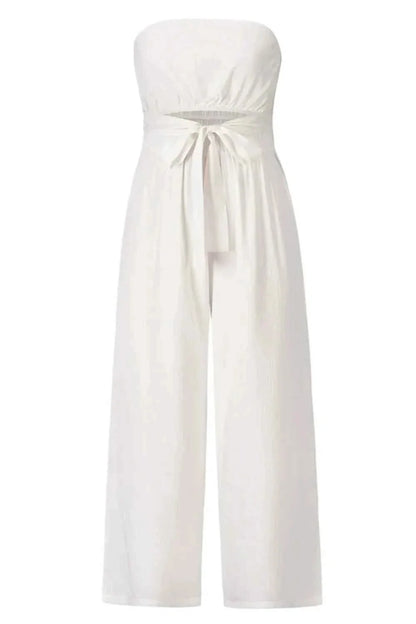 Tied Cutout Tube : Wide Leg Jumpsuit