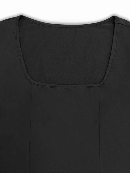 Square Neck Long Sleeve Slit : Bodycon Maxi Dress