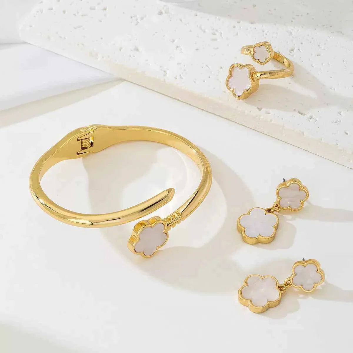 18K Gold-Plated Flower Jewelry Set