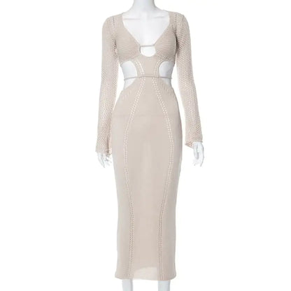 Ladies Long Sleeve Hollow Dress