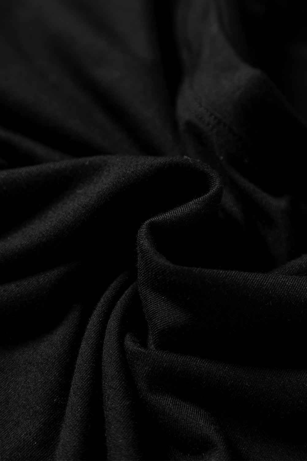 Black Solid Color Long Sleeve Fitted Top