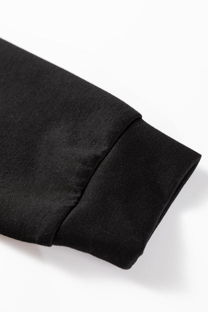 Black Two-tone Long Sleeve Zipped Front Casual Romper