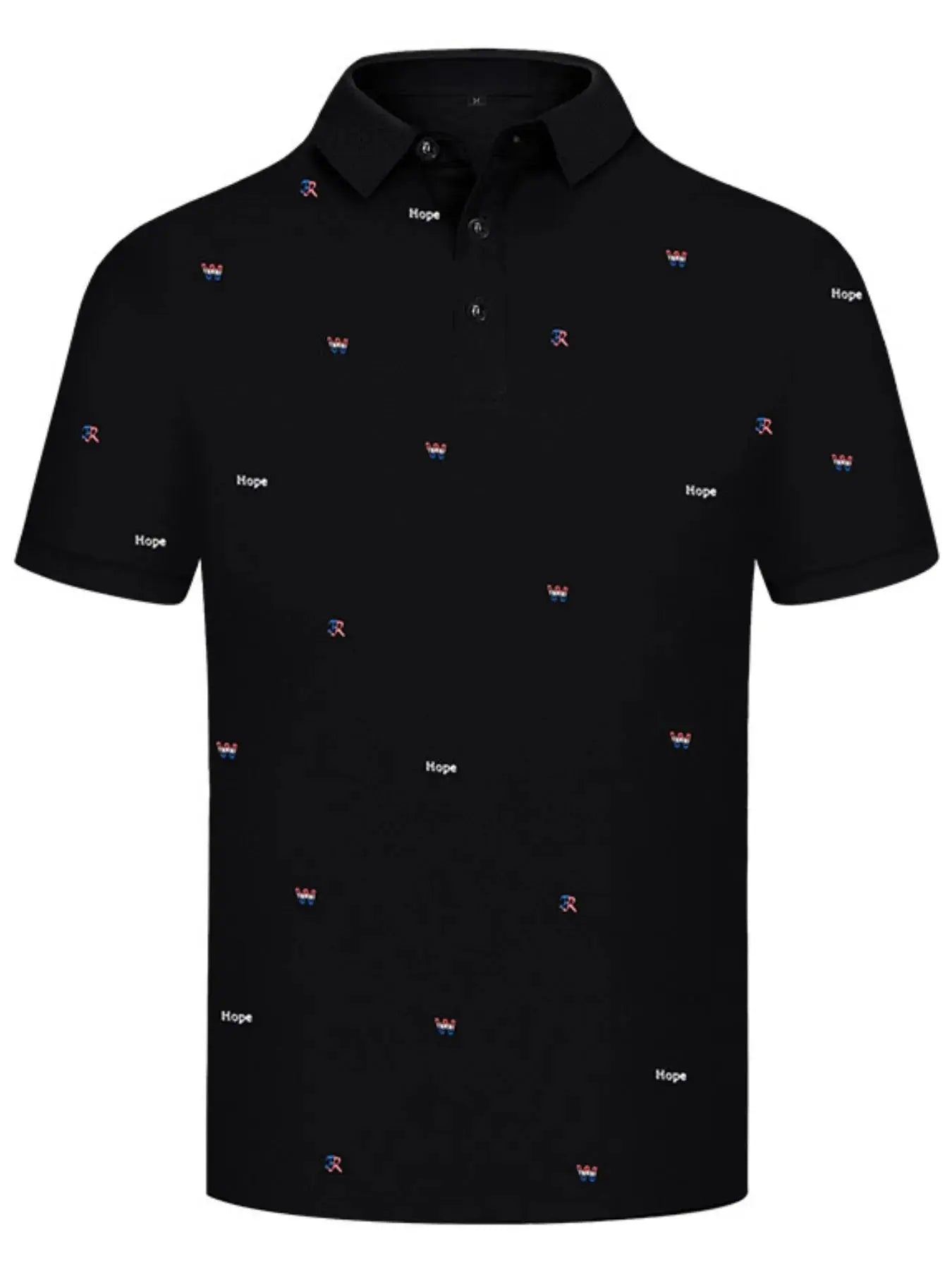 Men's Letter Embroidered Collared Neck Polo