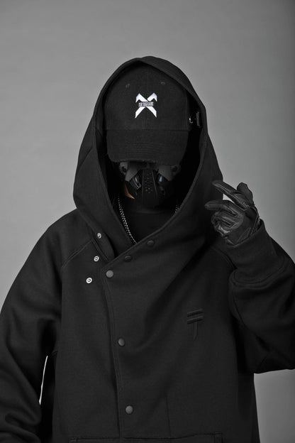 HiH38黑色疊層連帽衫