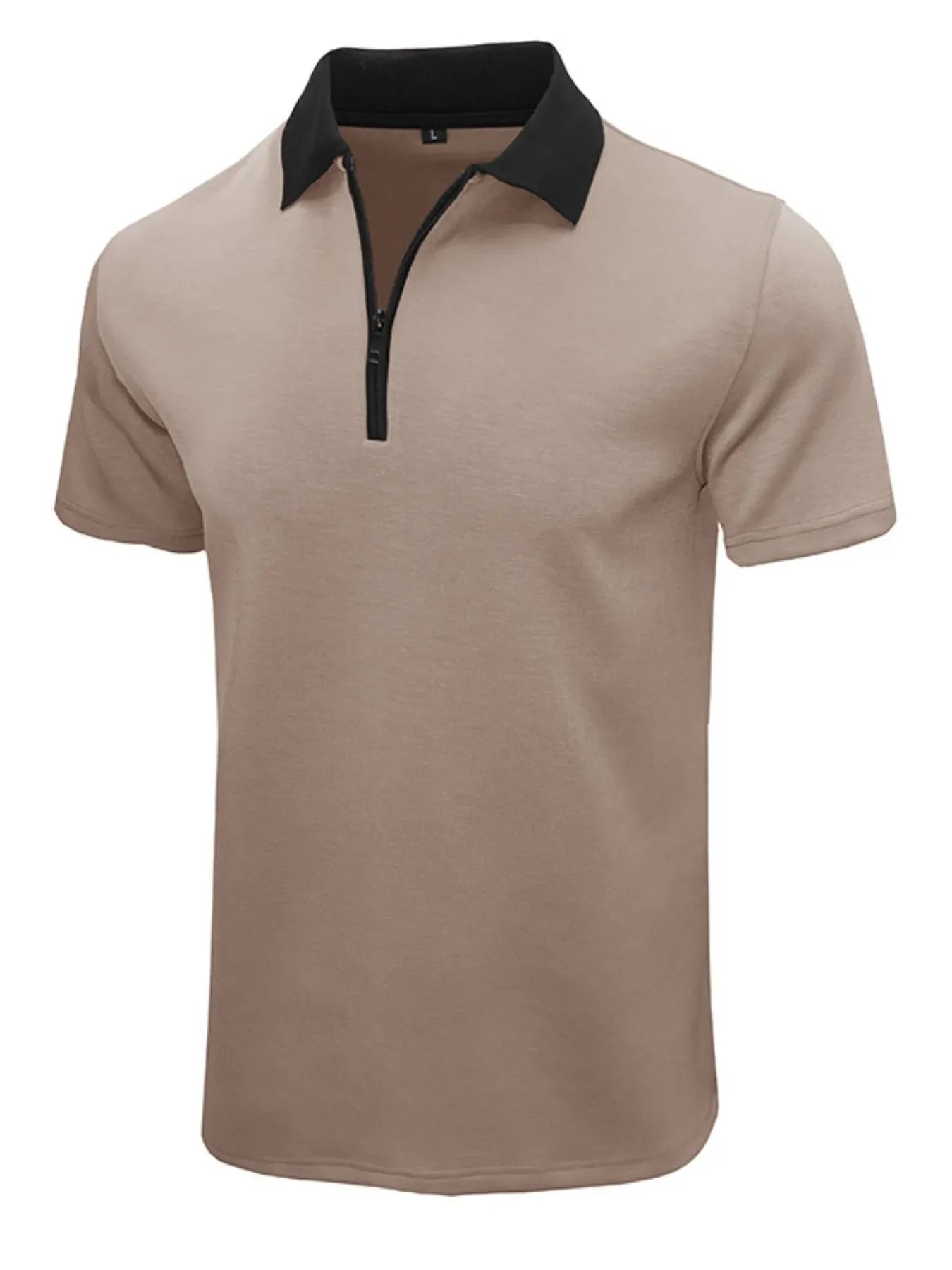 Men's Contrast Collar Quarter-Zip Polo Shirt