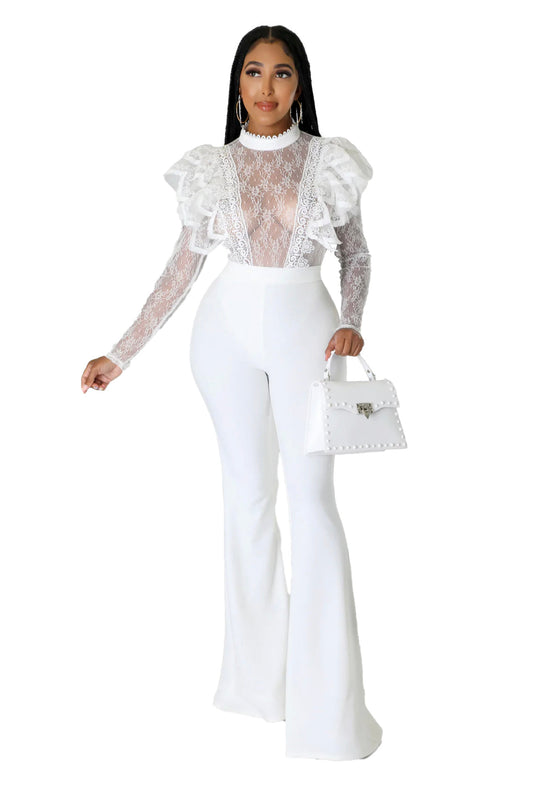 2 Piece Lace Bodysuit with Boot Cut Pants {Tall Girl Friendly}