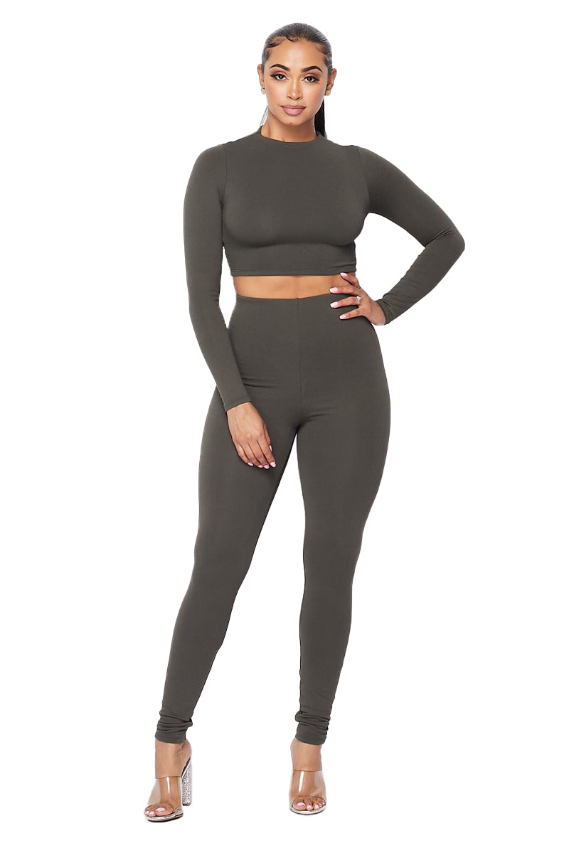 2 PC Cropped Top Legging Set