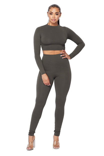 2 PC Cropped Top Legging Set
