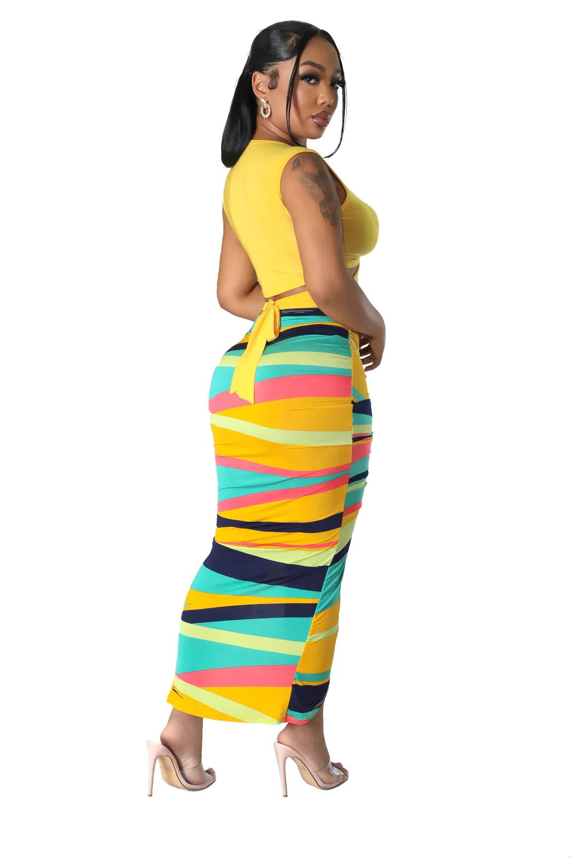 2 PC Crop Top Skirt Set