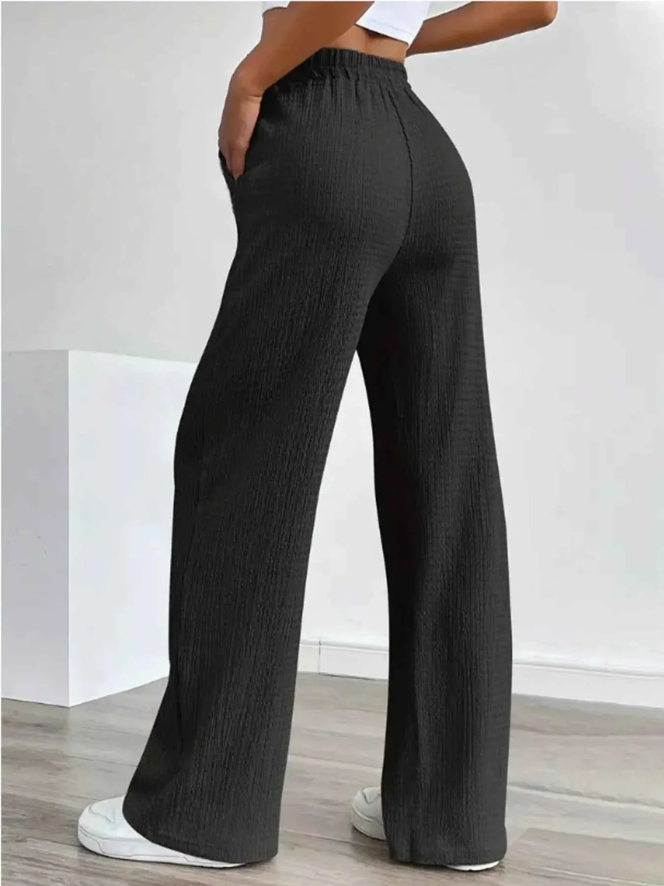 Texture Wide Leg Pants
