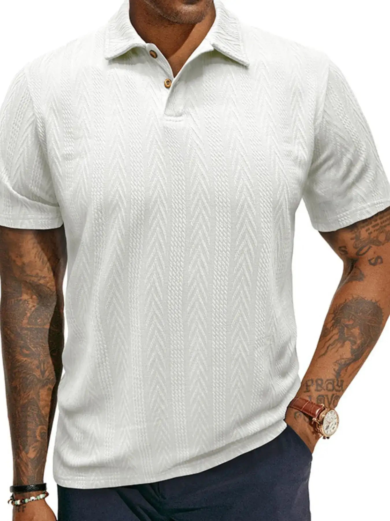 Men's Classic Chevron Textured Polo Shirt