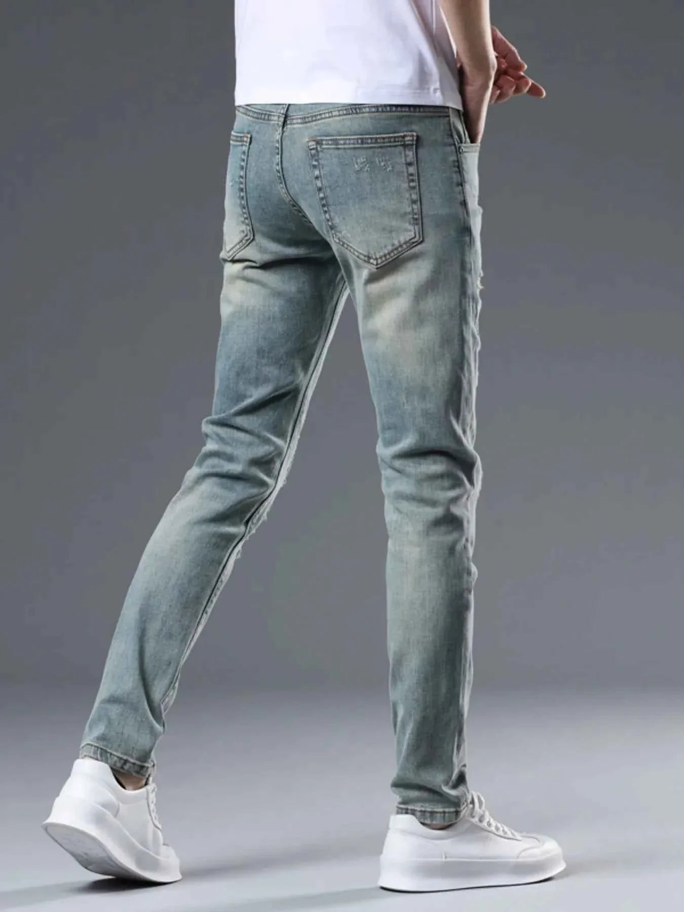 Trendy Washed Slim Fit Denim Jeans for Men