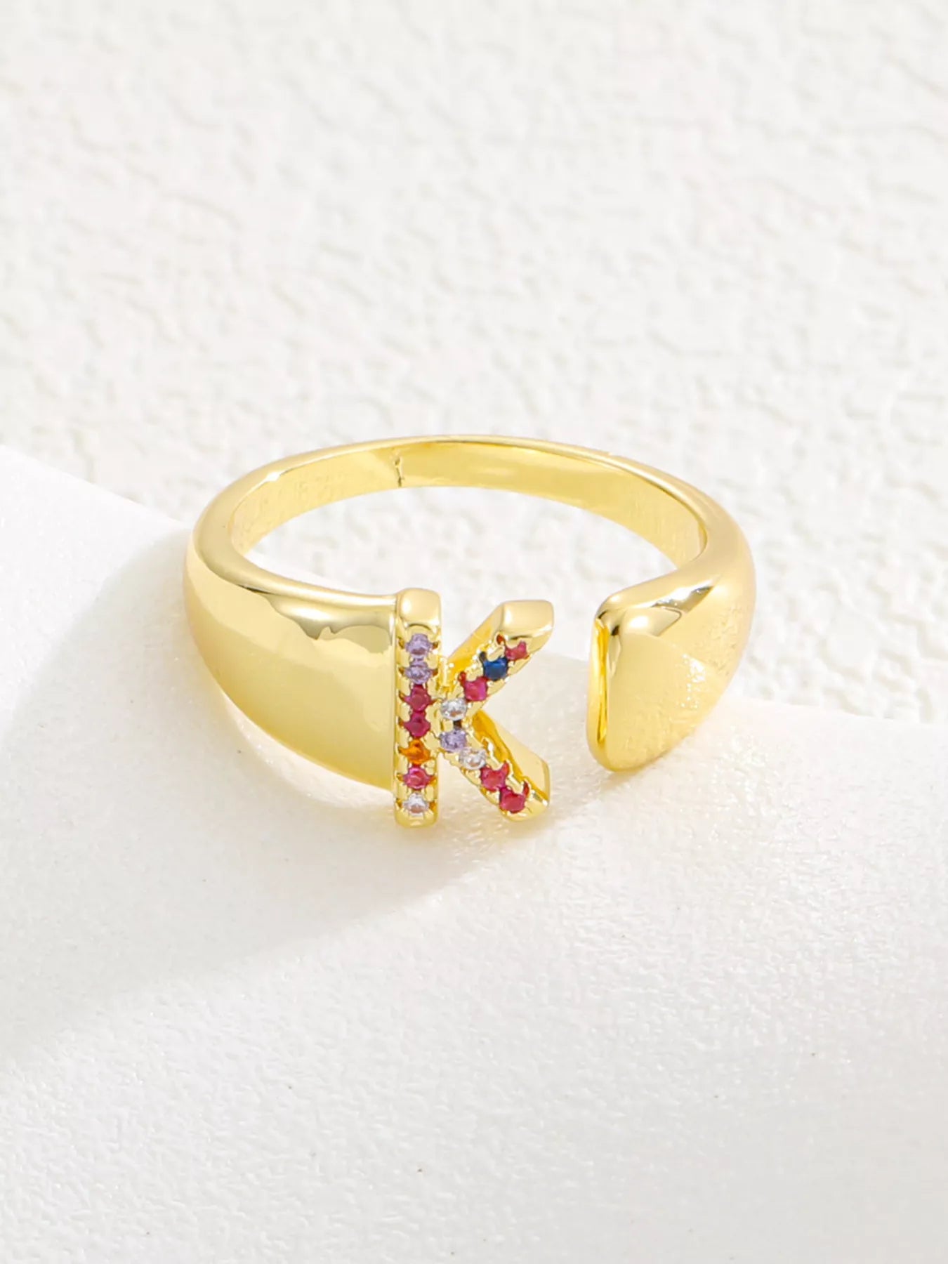 18K Gold-Plated Zircon Letter Ring
