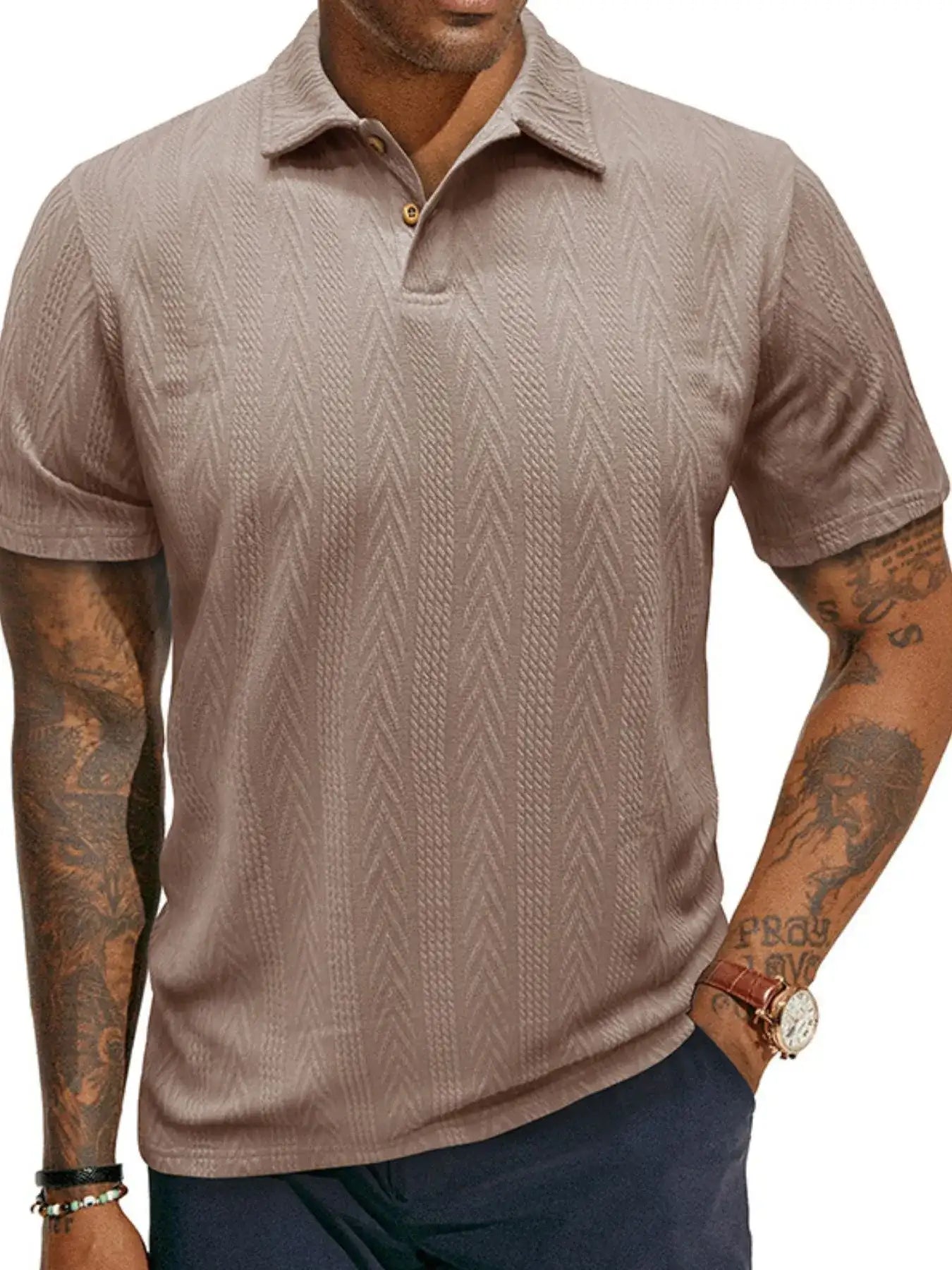 Men's Classic Chevron Textured Polo Shirt