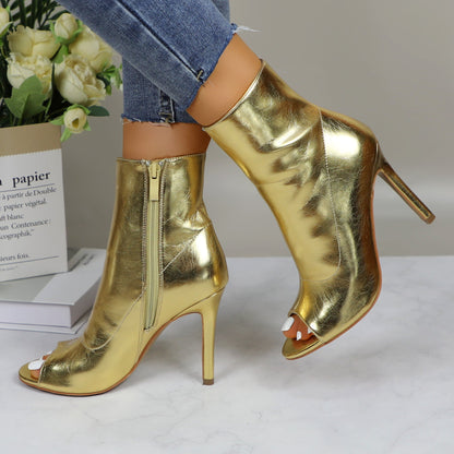 Metallic Stiletto Boots Dance Party Shine