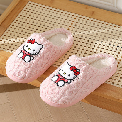 Sanrio Authentic Winter Slippers, Warm Lining, Hello Kitty Embroidery Design