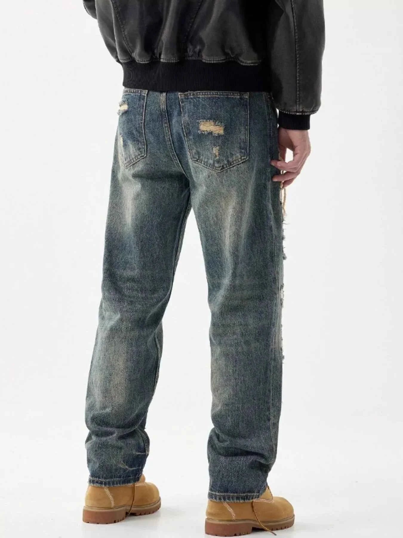 Men's Distressed Wide Leg Jeans