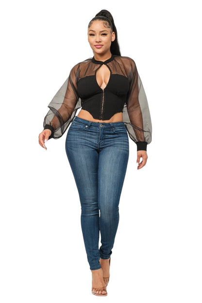 Front Hook and Eyelet Front Keyhole Button Top